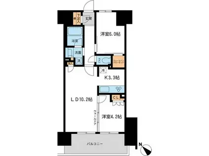 BLESS宮崎台(2LDK/7階)の間取り写真
