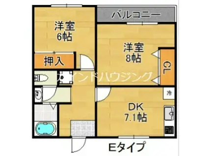 シーダコート(2DK/1階)の間取り写真