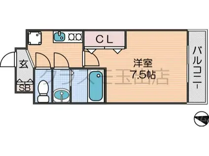 ラグゼ我孫子(1K/8階)の間取り写真