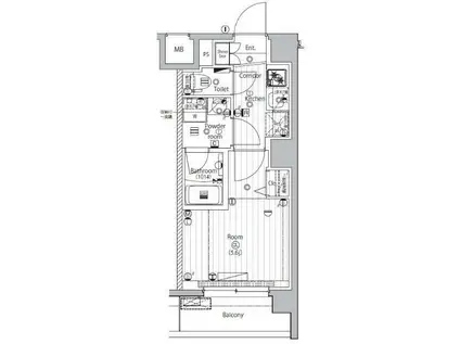 プレミアムキューブ品川戸越(1K/2階)の間取り写真