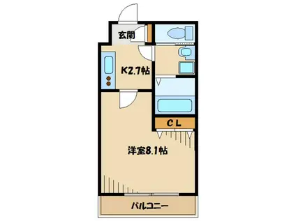ウィステリア中町(1K/3階)の間取り写真