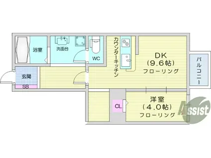 カーサ・スタジオーネ河原町(1SLDK/1階)の間取り写真