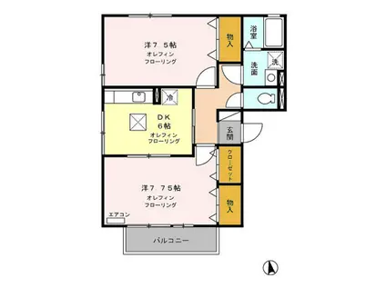 エスポワール富竹A/B/C(2DK/1階)の間取り写真