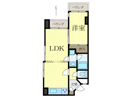 アダージョ(1LDK/4階)の間取り写真