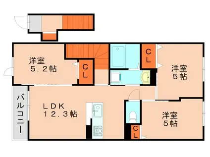 RESIDE(3LDK/2階)の間取り写真