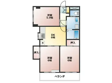 メゾンタツミ(3DK/4階)の間取り写真