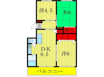 第2本橋フラワーマンション(3DK/2階)の間取り写真
