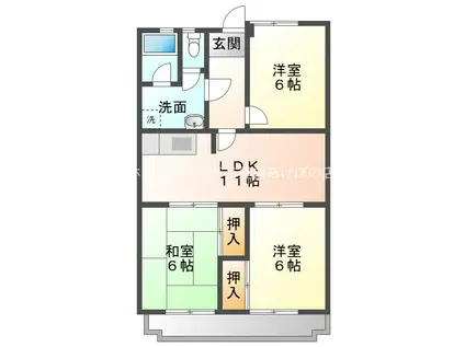 第2橋本マンション(3LDK/3階)の間取り写真