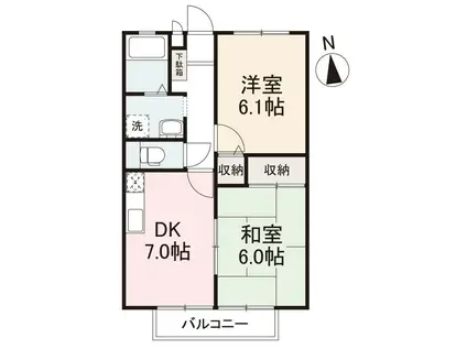 フォブール宮前(2DK/1階)の間取り写真