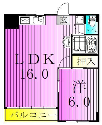 サンライズ・コーポ足立(1LDK/3階)の間取り写真