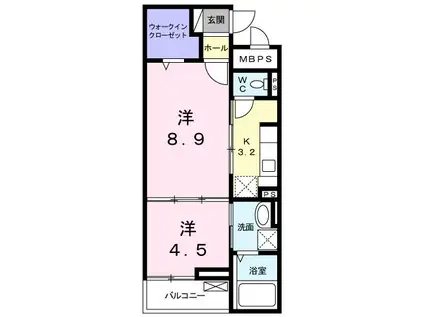 グリシーヌ(1LDK/1階)の間取り写真