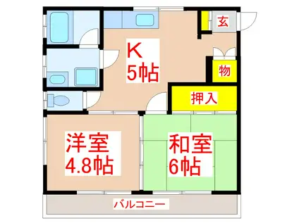 アミーゴ(2DK/2階)の間取り写真