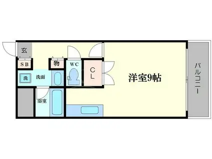 エクレール夕陽ヶ丘(ワンルーム/11階)の間取り写真