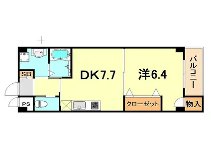 夢野アパートメント(1DK/4階)の間取り写真