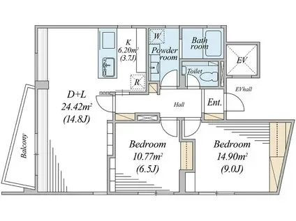 文京区千石4丁目共同(2LDK/3階)の間取り写真