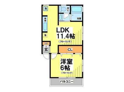 コーポ日光(1LDK/2階)の間取り写真