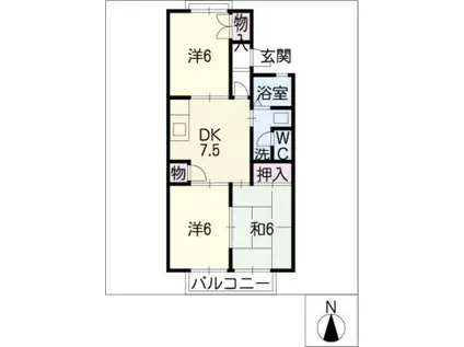 サンシャイン梶藤(3DK/2階)の間取り写真