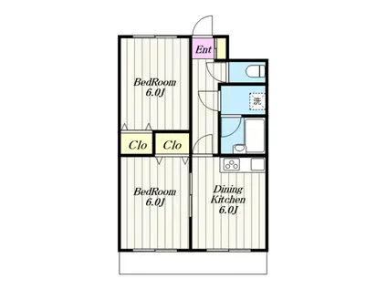 ライオンズプラザ海老名(2DK/7階)の間取り写真