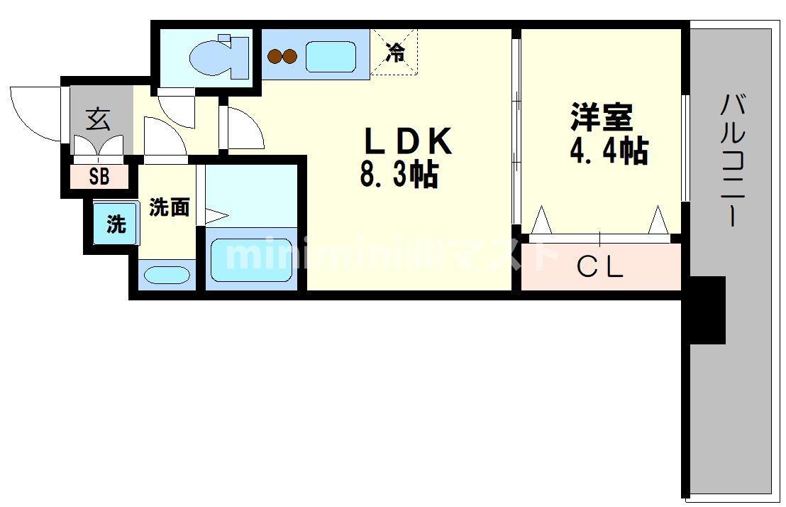 SPLENDIDE NAMBAIII(1LDK/3階)の間取り写真