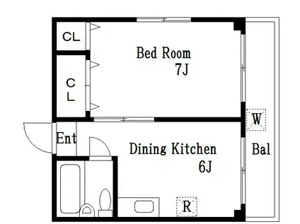 千葉ビル(1DK/4階)の間取り写真