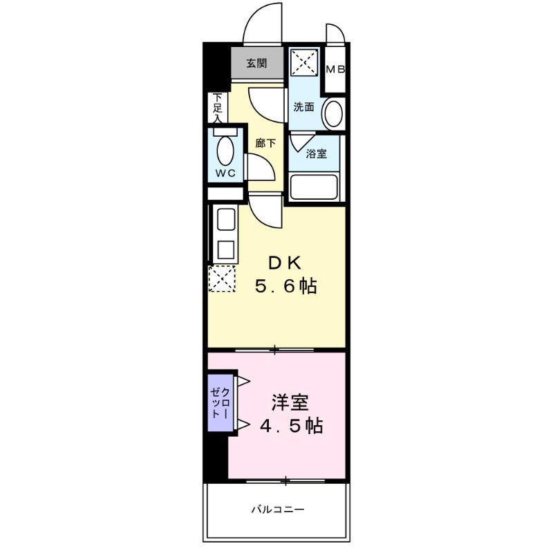 ARCA堺綾之町(1DK/2階)の間取り写真