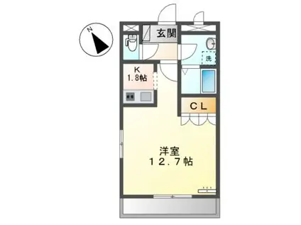 ペイザージュ(ワンルーム/1階)の間取り写真