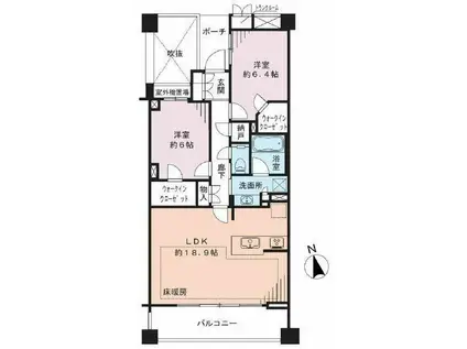 プラウド蘆花公園(2LDK/4階)の間取り写真