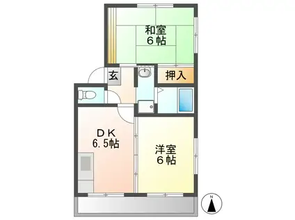 CHAMBRE DE CHIC(2DK/2階)の間取り写真