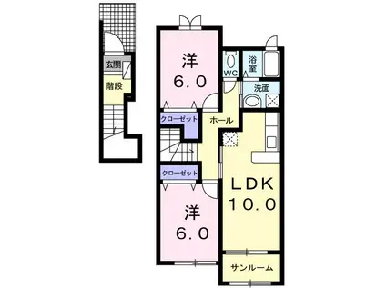 ブローテ(2LDK/2階)の間取り写真
