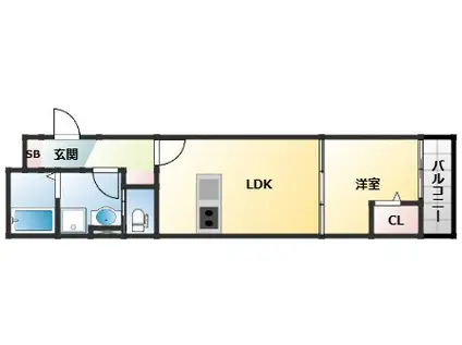 リーヴェ恵我之(1LDK/1階)の間取り写真