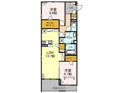 CAMELOT II(2LDK/2階)の間取り写真