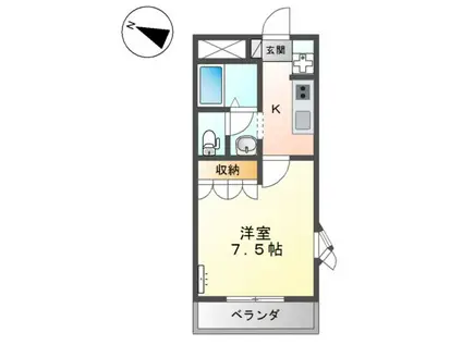 プロニティS(1K/2階)の間取り写真