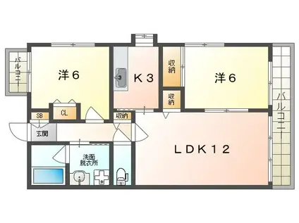 ソレイユ南野(2LDK/5階)の間取り写真