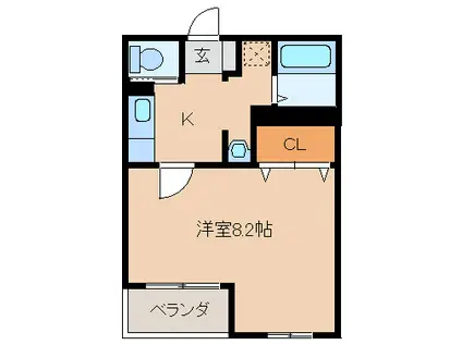 リブレア久留米大学駅前(1K/2階)の間取り写真