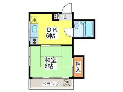 渡辺ビル(1DK/3階)の間取り写真