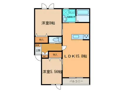 ハスコリオ・テール(2LDK/2階)の間取り写真