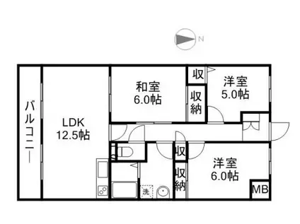 サニーヒルズ佐鳴台(3LDK/2階)の間取り写真
