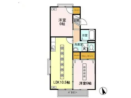 セジュールそれいゆ(2LDK/2階)の間取り写真
