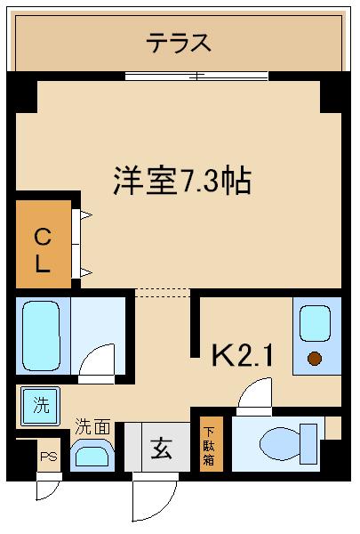 セレーノ大宮(1K/1階)の間取り写真
