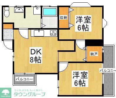 アパートメントノダメ(2K/2階)の間取り写真