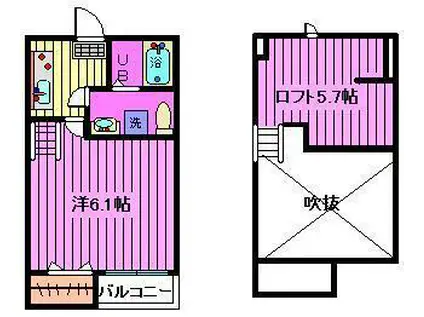 グランツ南与野(1K/1階)の間取り写真
