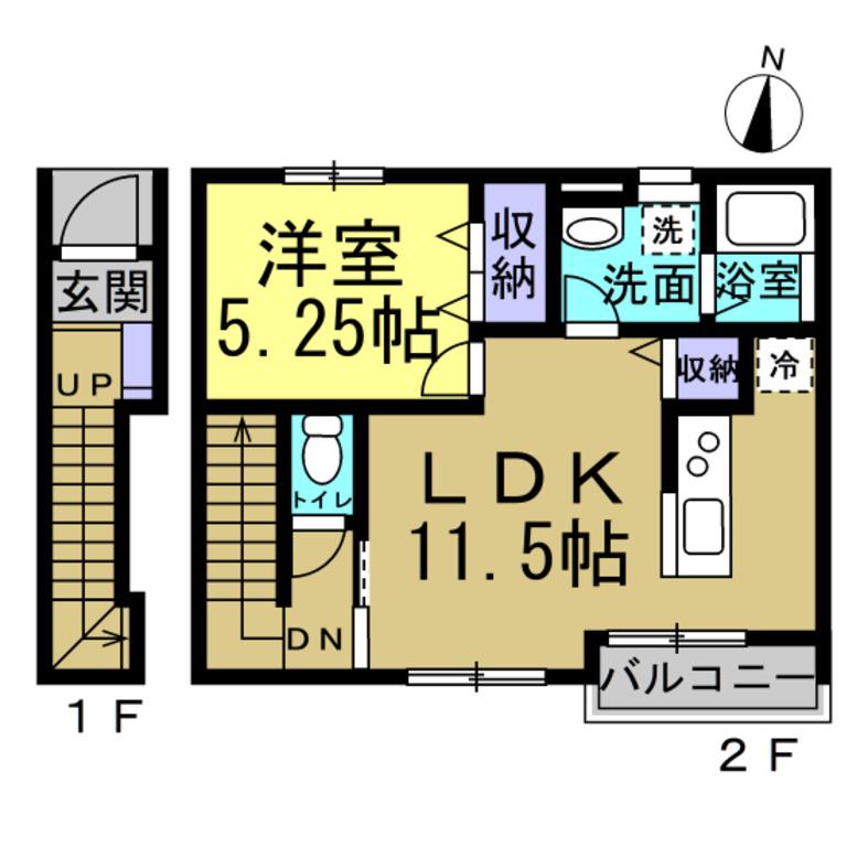 リーブルファイン新舞子II(1LDK/2階)の間取り写真
