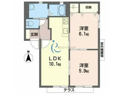 バリュージュ瓜破(2LDK/2階)の間取り写真