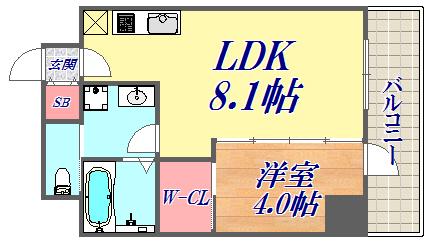 ブエナビスタ神戸駅前(1LDK/10階)の間取り写真
