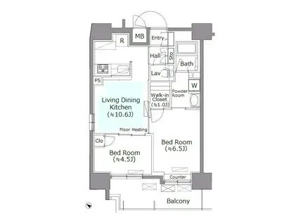 PARKAXIS台東根岸(2LDK/11階)の間取り写真
