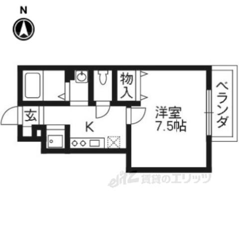 ボワ・ヴィラージュⅡ(1K/1階)の間取り写真