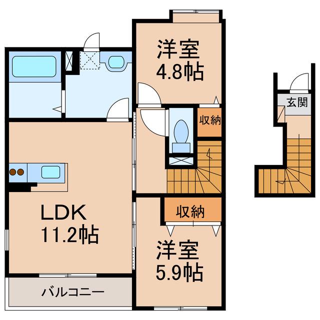 ルミナス・ハイム(2LDK/2階)の間取り写真