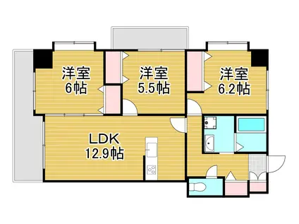 フェルト515(3LDK/13階)の間取り写真