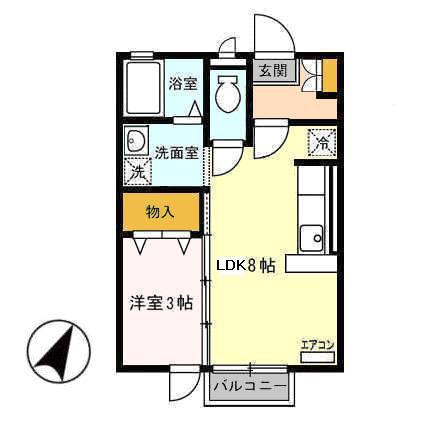 クレセント(1LDK/2階)の間取り写真