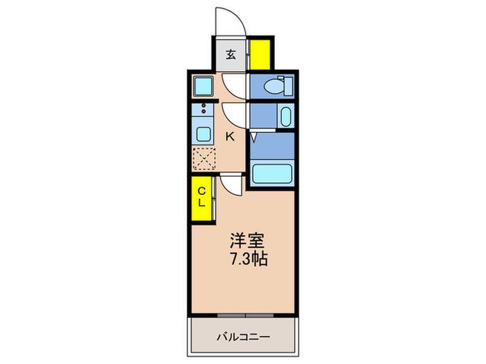 GENOVIA神戸湊川公園(1K/13階)の間取り写真